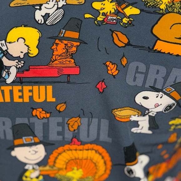 NWT Tooniforms Thanksgiving Scrub Top Peanuts Snoopy XXS Scrubs Cherokee Uniform - Picture 4 of 6